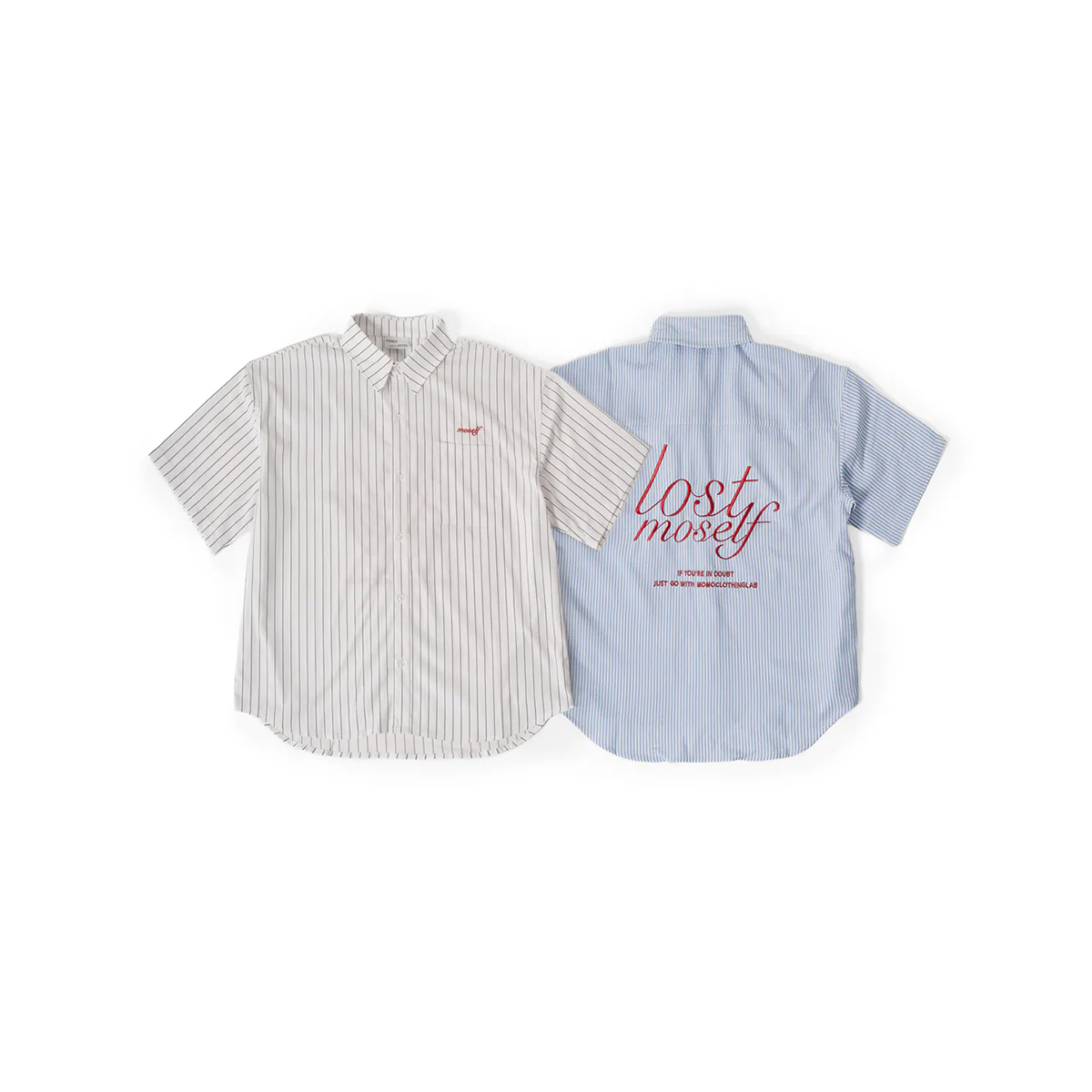 MOSELF Boxy Striped Shirt 刺繡條紋寬短襯衫 2色