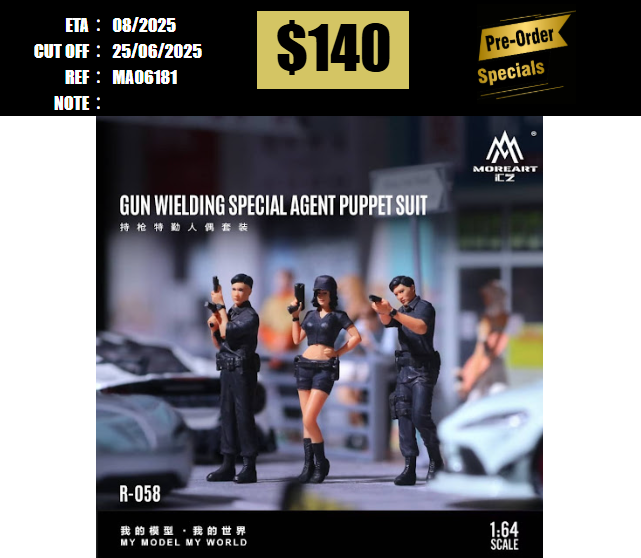PO-$140 * MOREART * 1:64 FIGURE - Gun Wielding Special Agent Puppet Suit(MO223058) [OD18/06]