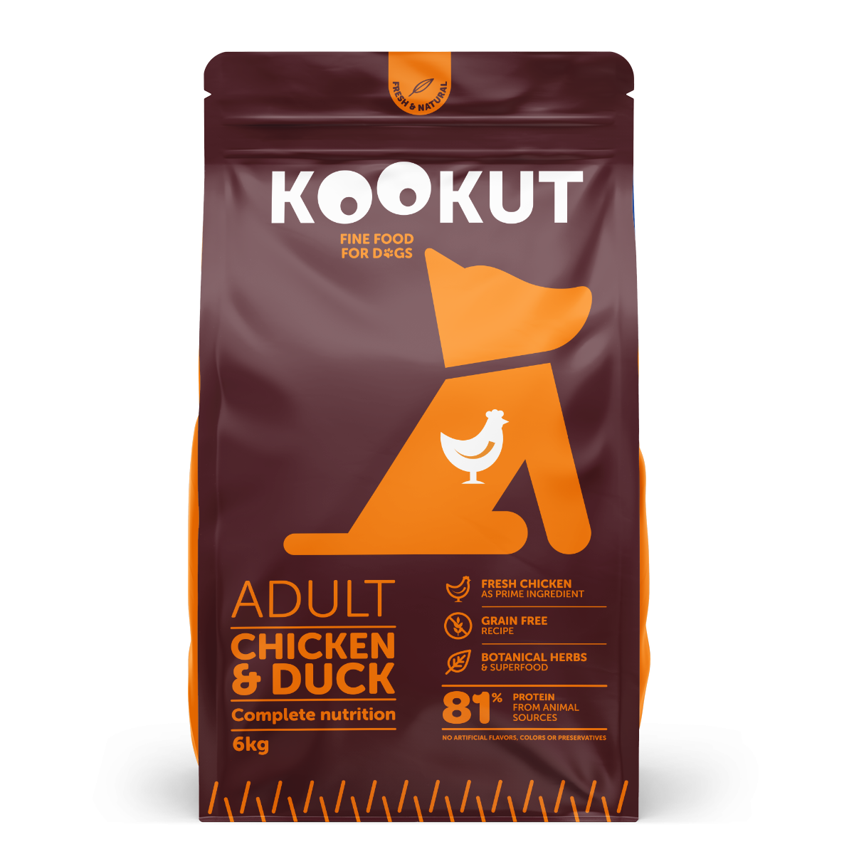 Kookut 天然無穀物成犬糧 - 雞肉鴨肉 1.5kg
