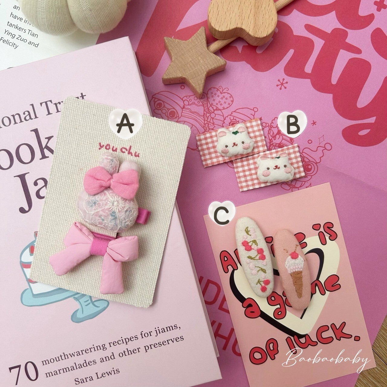 甜點動物髮夾組