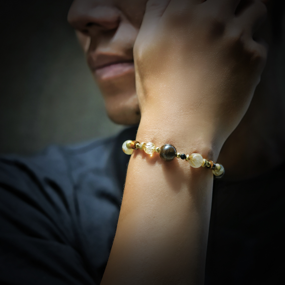 賭王｜金銅石鈦晶黃水晶手鍊 C1718