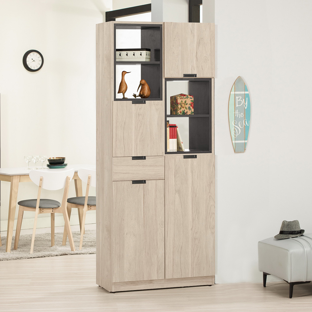 奧拉2.7尺四門單抽高鞋櫃/開放式玄關收納櫃/隔間置物櫃/展示櫃