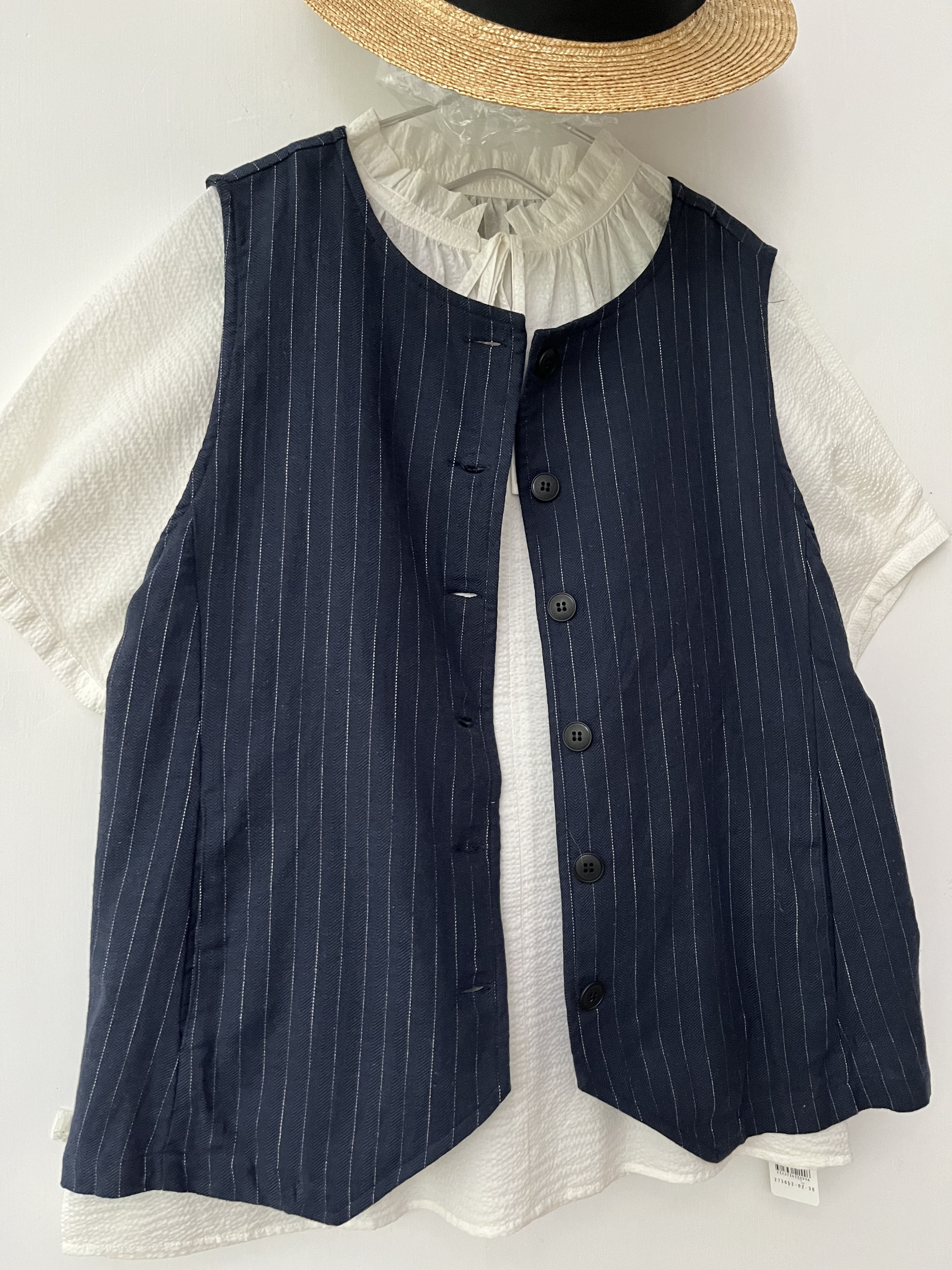 日本製藍色條紋背心外套