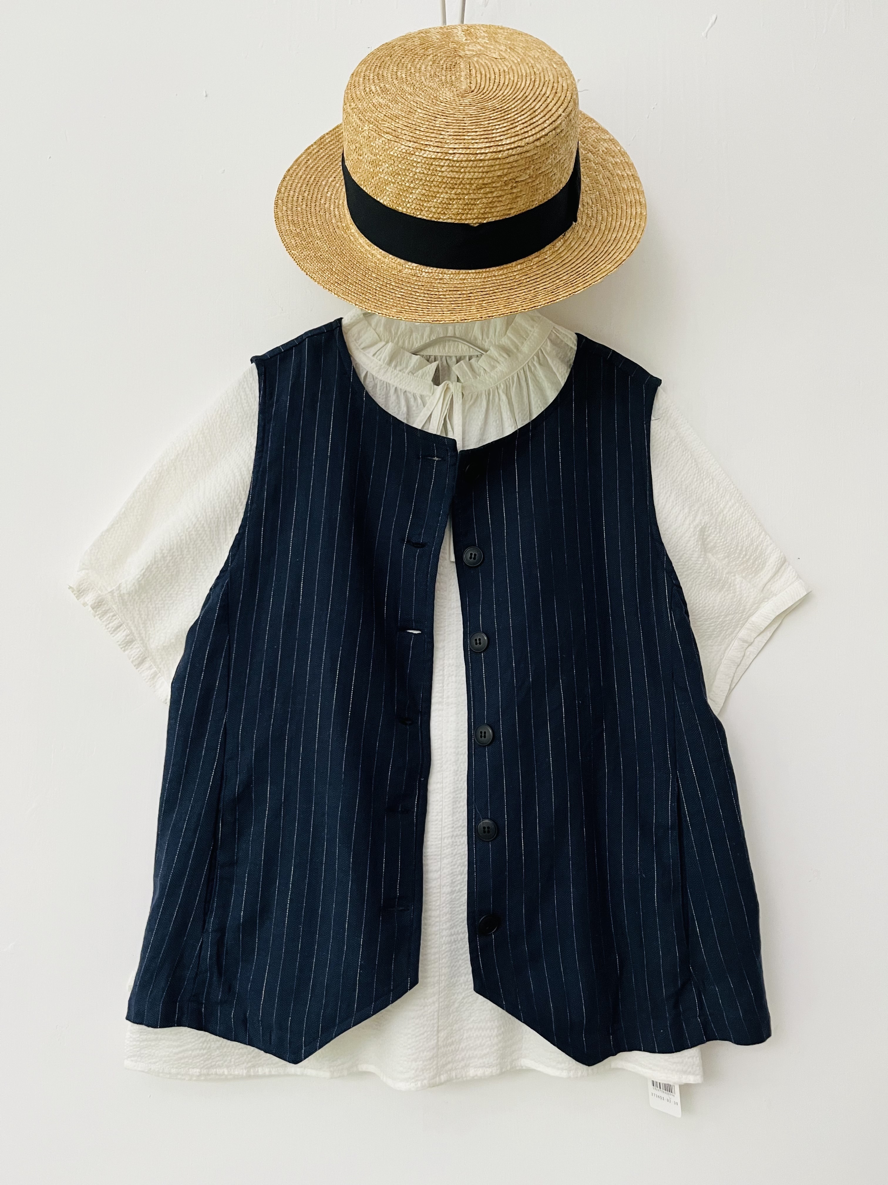 日本製藍色條紋背心外套