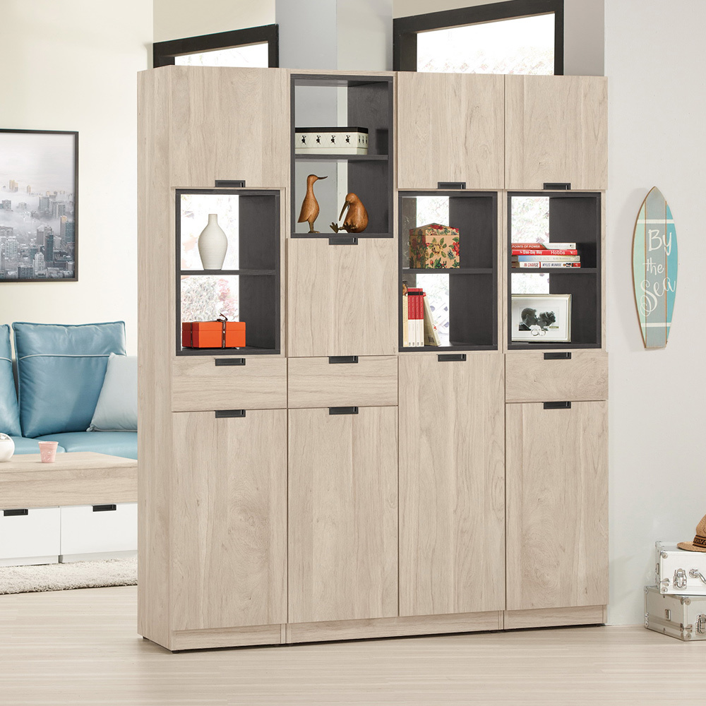 奧拉5.4尺八門三抽高鞋櫃組合/開放式玄關收納櫃/隔間置物櫃/展示櫃