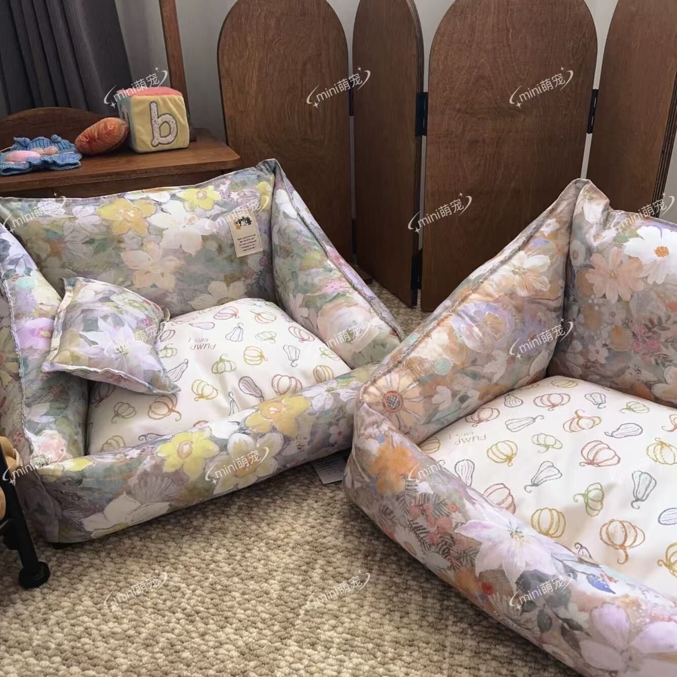 哼唧兽 复古居家宠物天丝斜靠沙发狗窝猫窝舒适春夏季舒适柔软高颜值