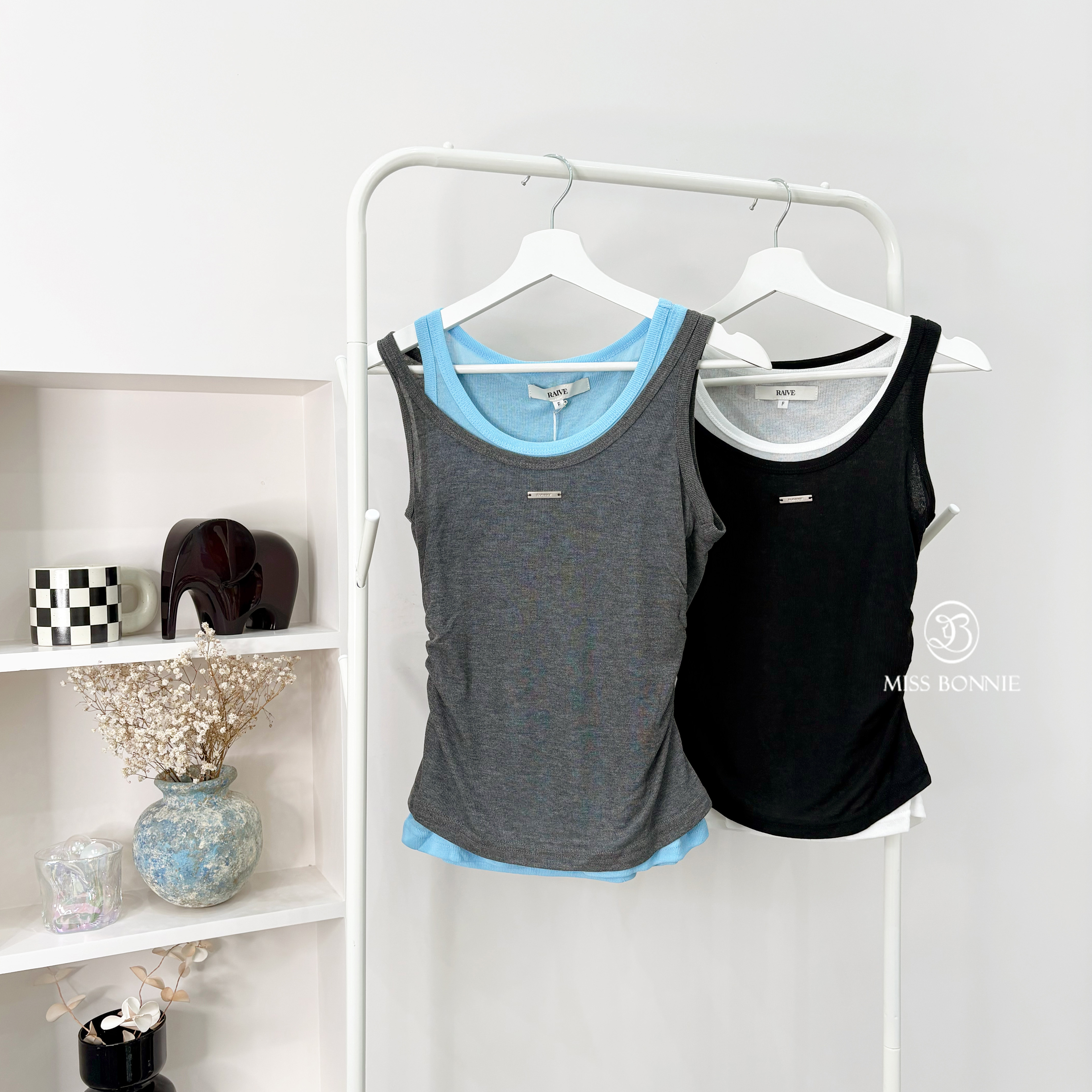 RAIVE小鐵牌假兩件背心(共2色)