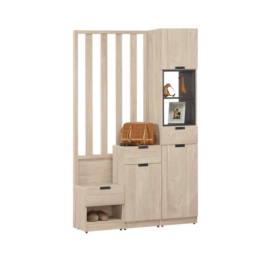 奧拉4尺三門三抽屏風高鞋櫃/開放式玄關收納櫃/隔間置物展示櫃-座鞋櫃款