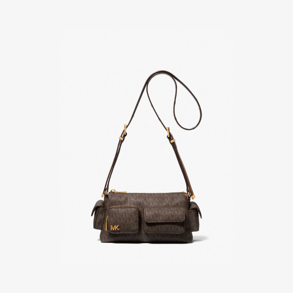 【MICHAEL KORS】DAKOTA 咖啡色經典印花小型肩背包