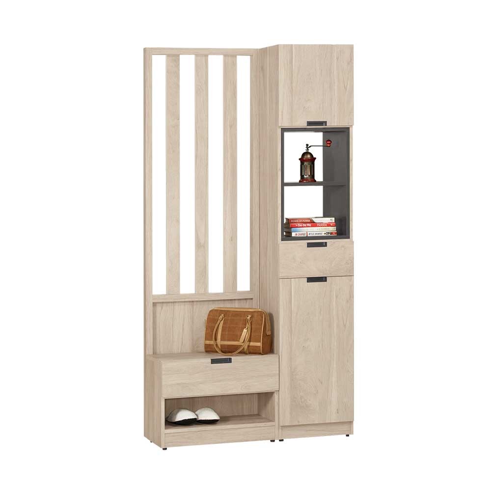 奧拉3.4尺二門二抽屏風高鞋櫃/開放式玄關收納櫃/隔間置物展示櫃-座鞋櫃款