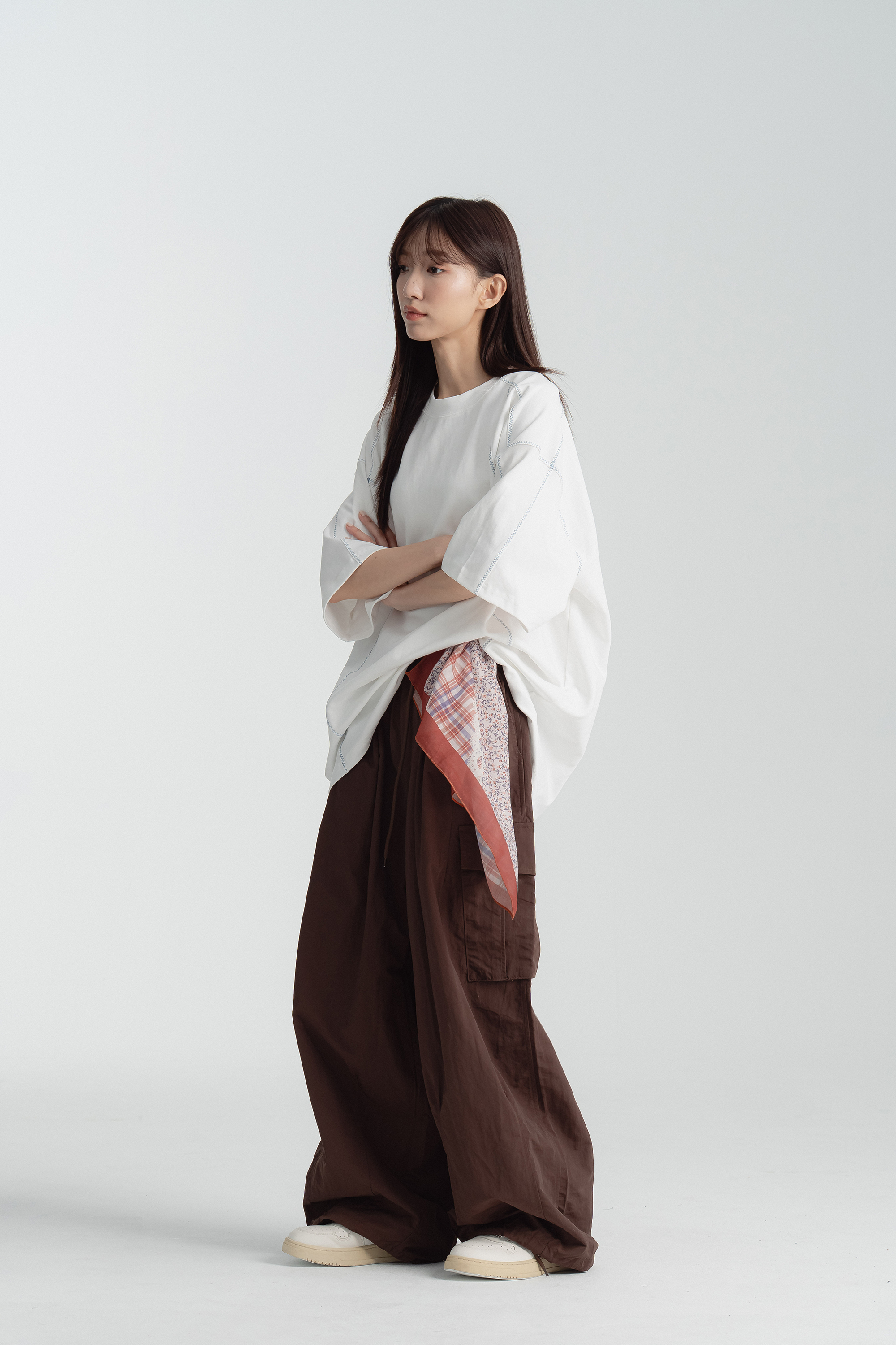 個性縮繩刷刷工裝長褲 2色