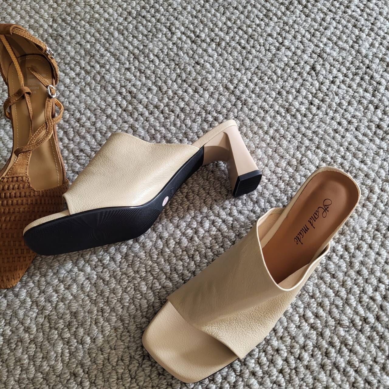 ｜手工製作｜羊皮粗跟拖鞋