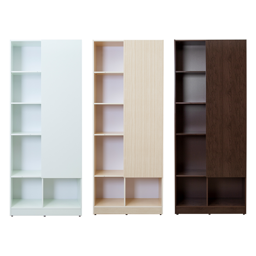 南亞塑鋼-2.7尺開放式6格右上單門書櫃/六格一門收納櫃/展示櫃/置物櫃