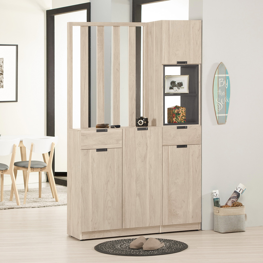 奧拉4尺四門二抽屏風高鞋櫃/開放式玄關收納櫃/隔間置物展示櫃