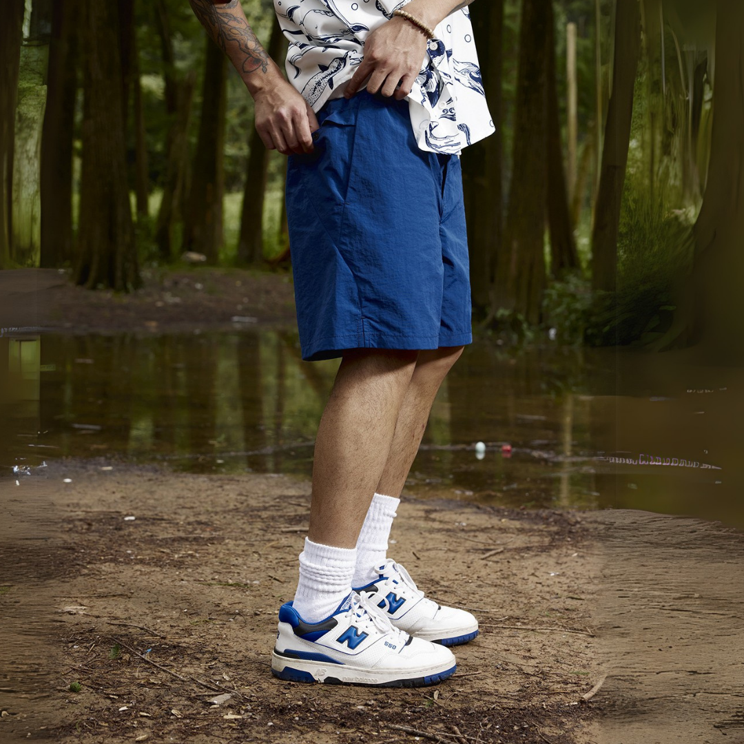 舒適皺感機能膝上休閒短褲