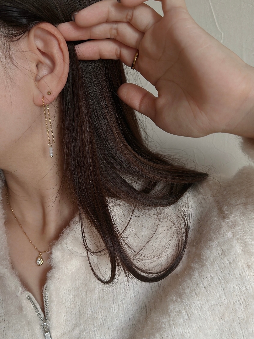 SS long tiny pearl pierce