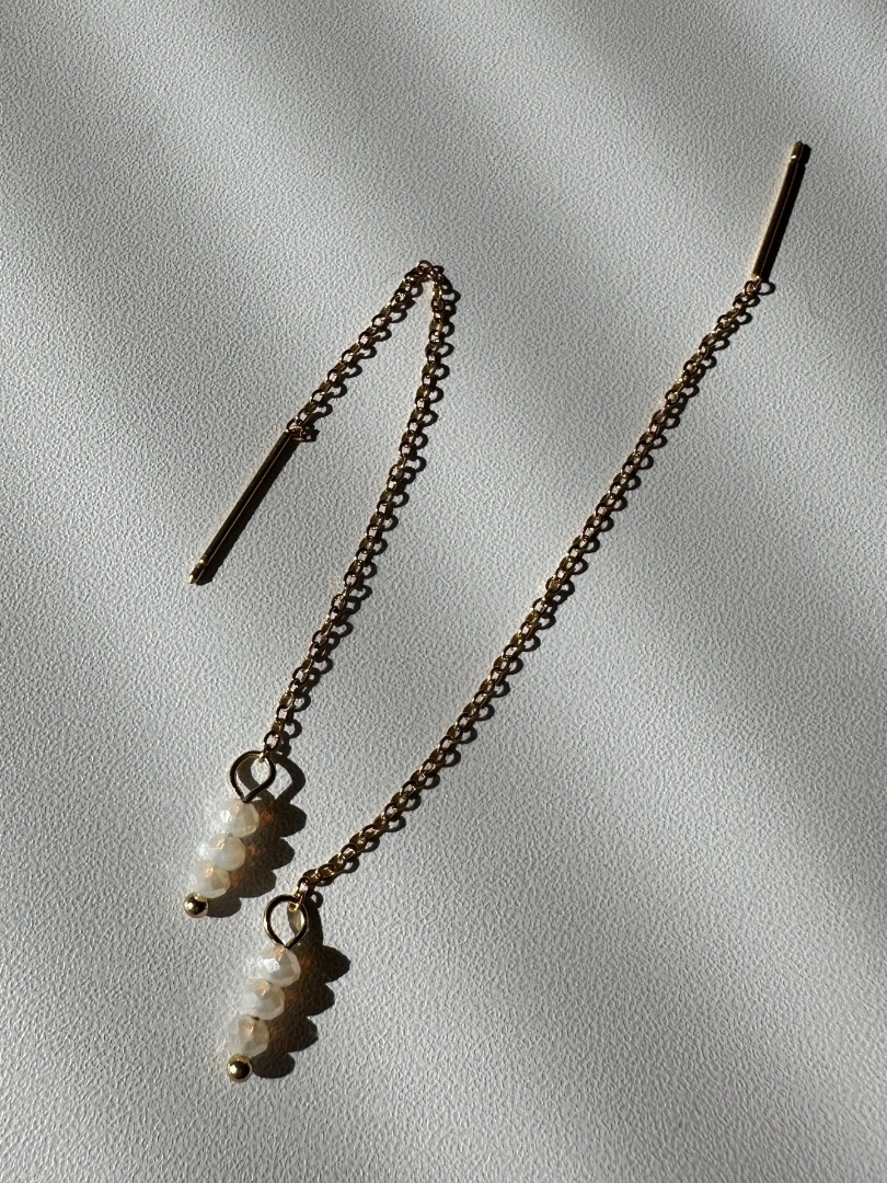 SS long tiny pearl pierce