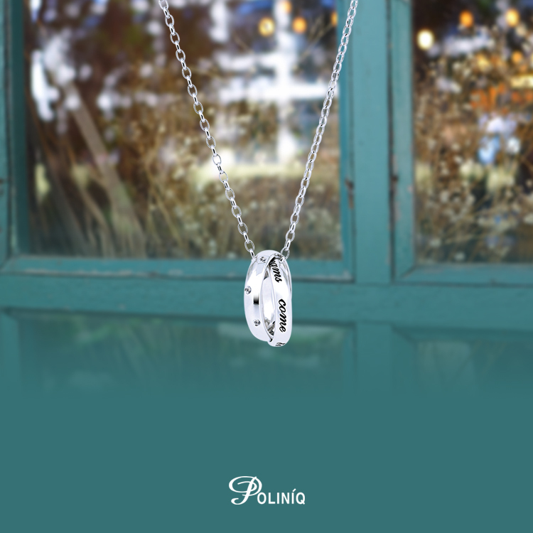 925純銀「美夢成真」 雙環項墜+贈白鋼項鍊(16吋)-ADSNP0170