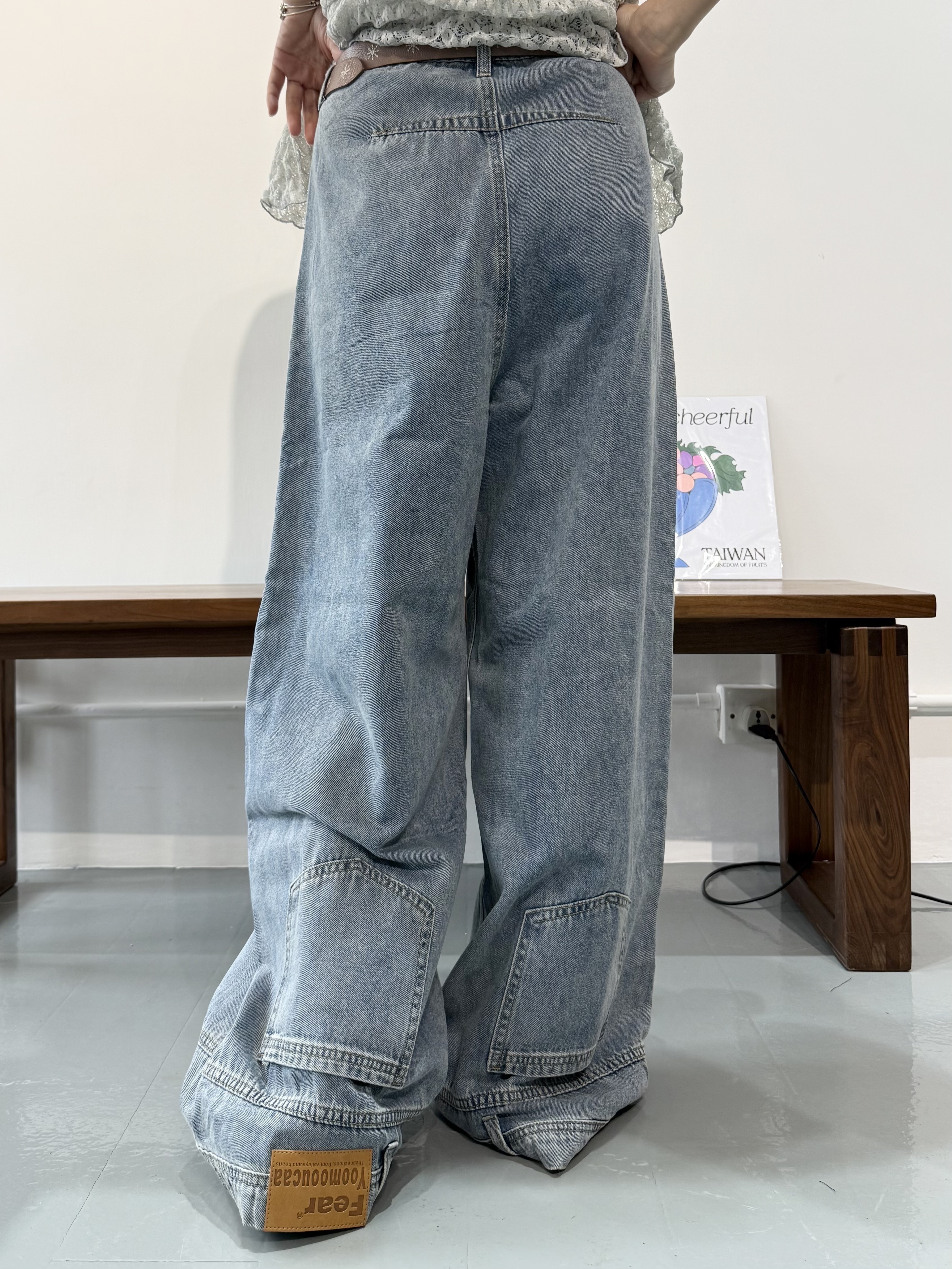 超特別反轉褲頭軟牛仔布褲
