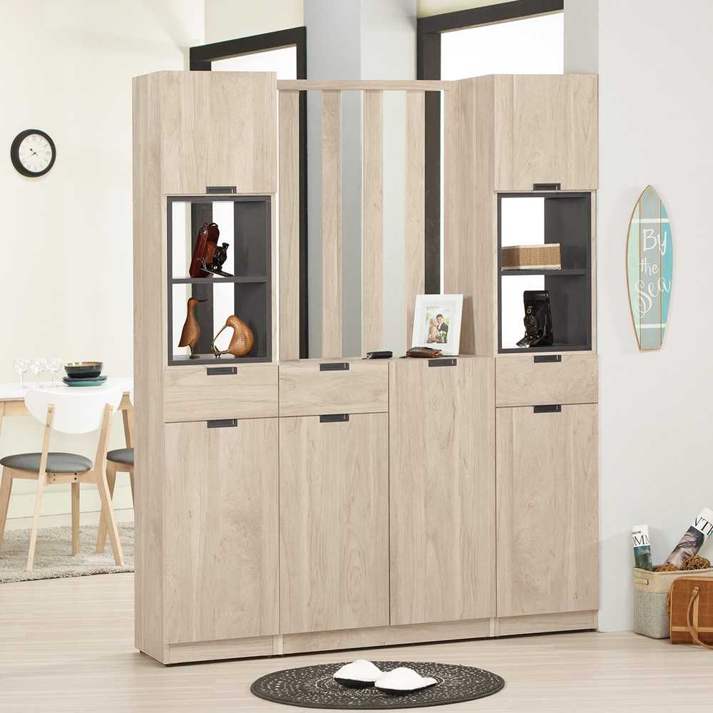 奧拉5.4尺六門三抽屏風高鞋櫃/開放式玄關收納櫃/隔間置物展示櫃