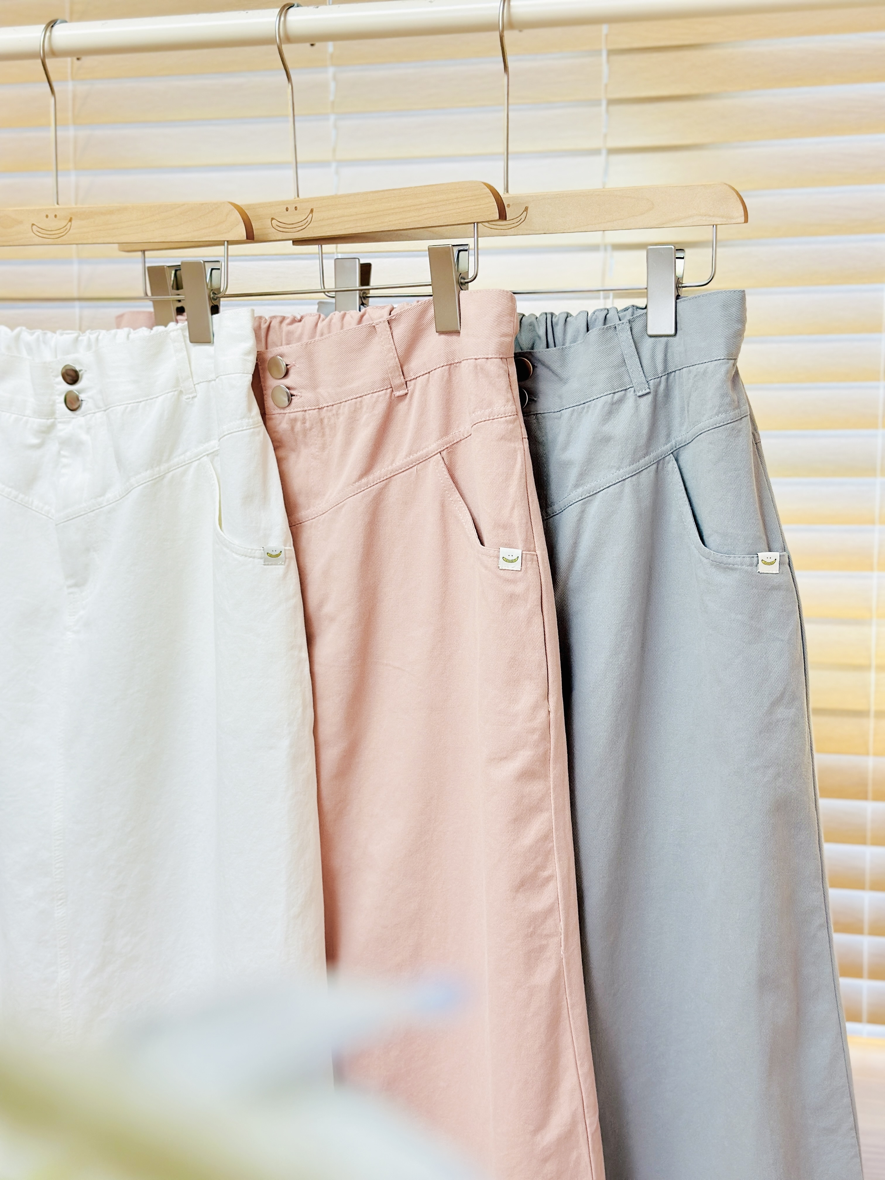 三色 / 雙鈕扣後開叉長裙 / Double Button Back Slit Skirt