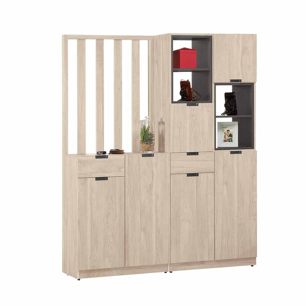 奧拉5.4尺六門二抽屏風高鞋櫃/開放式玄關收納櫃/隔間置物展示櫃