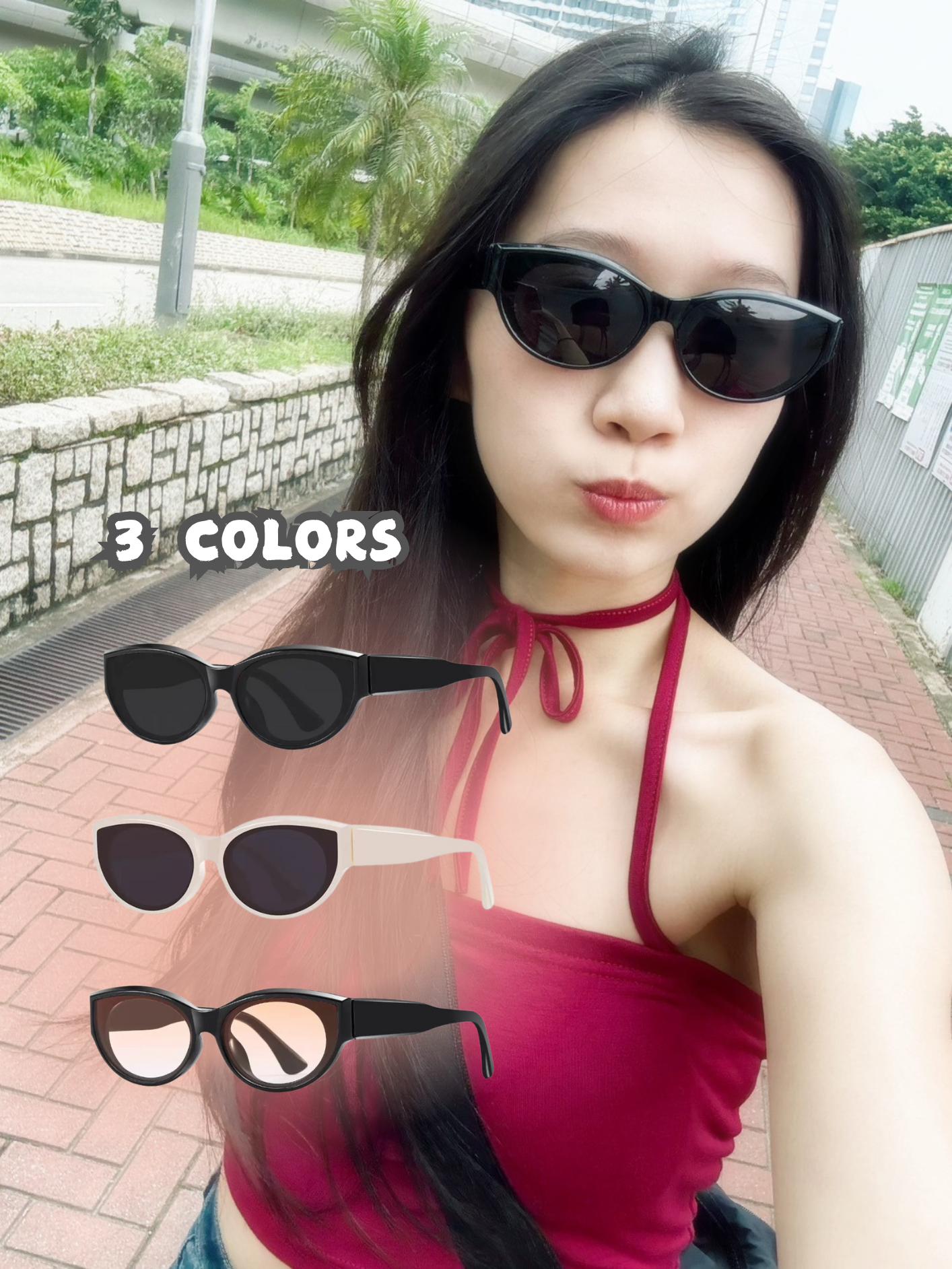 #現貨 小臉貓眼墨鏡 拍照神器