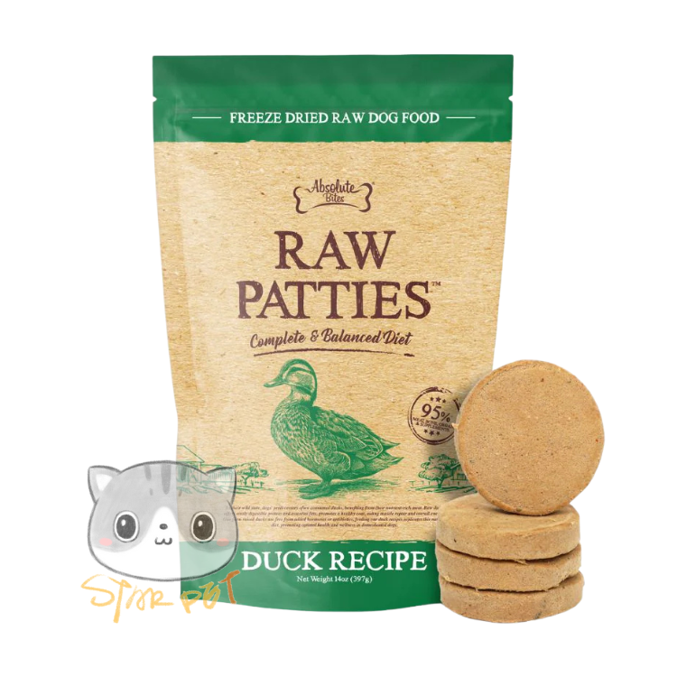 Absolute Bites Freeze Dried Raw Patties Duck Recipe Dog Food (14oz)