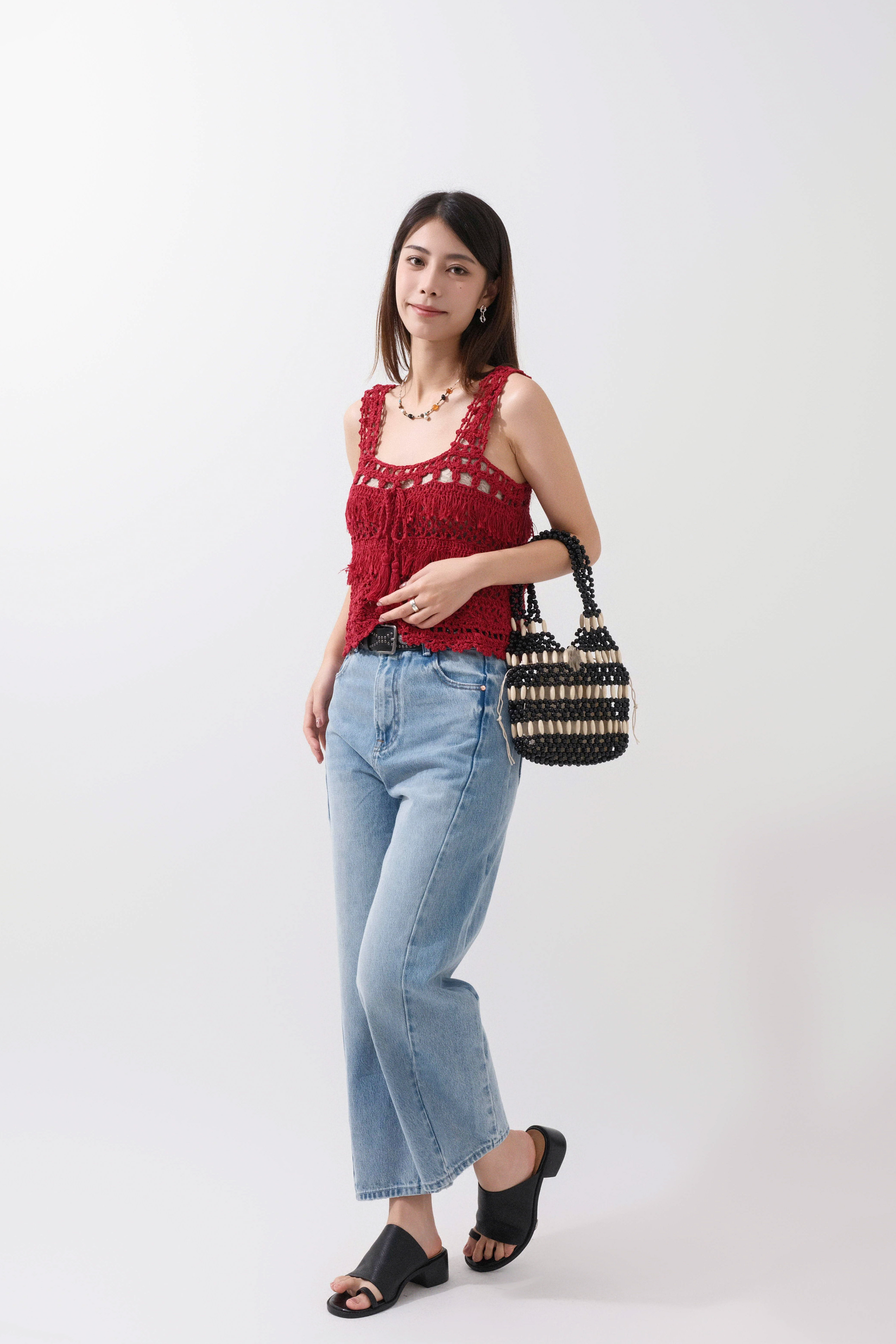 側拼布9分洗水牛仔褲（現貨款式）