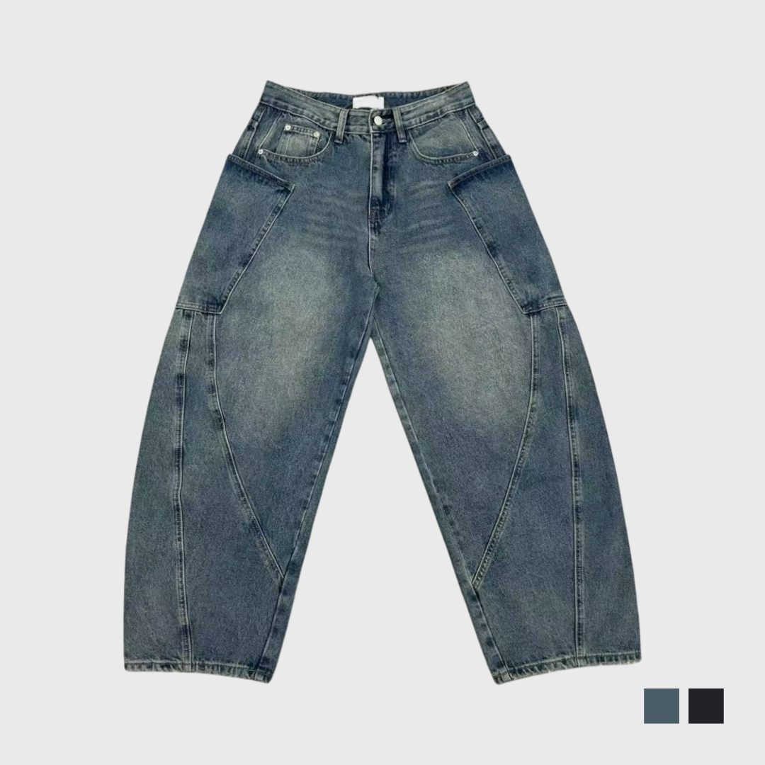 大口袋彎刀牛仔褲