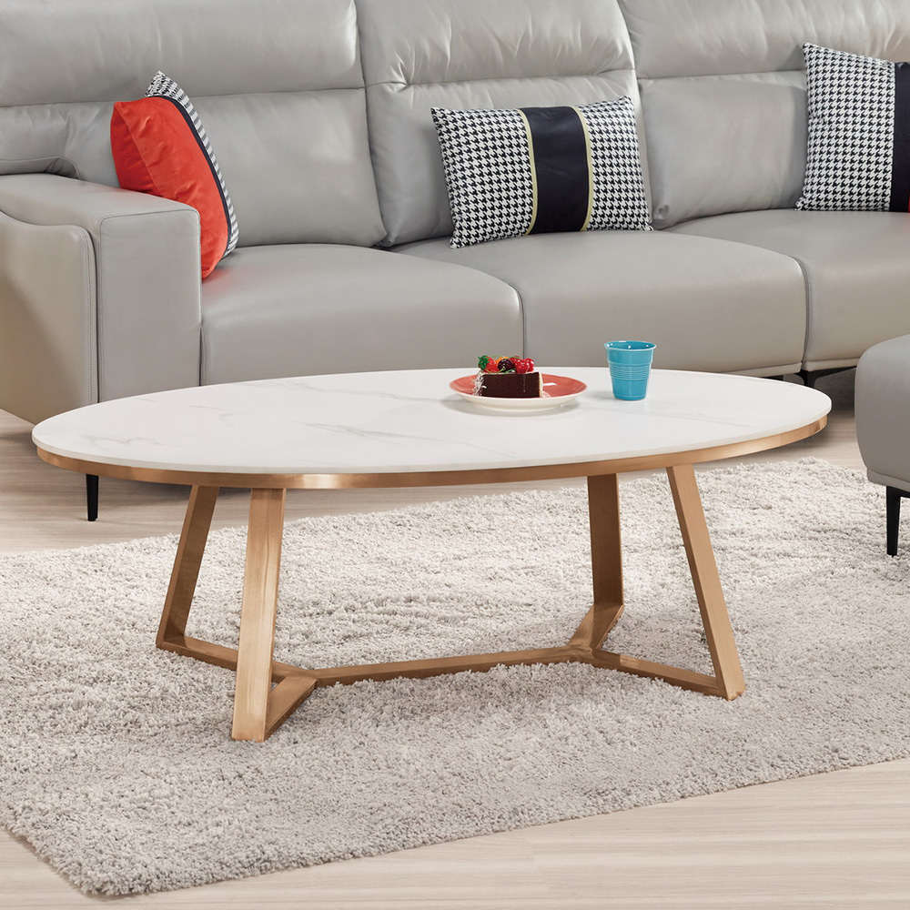 貝拉4.3尺岩板橢圓型大茶几