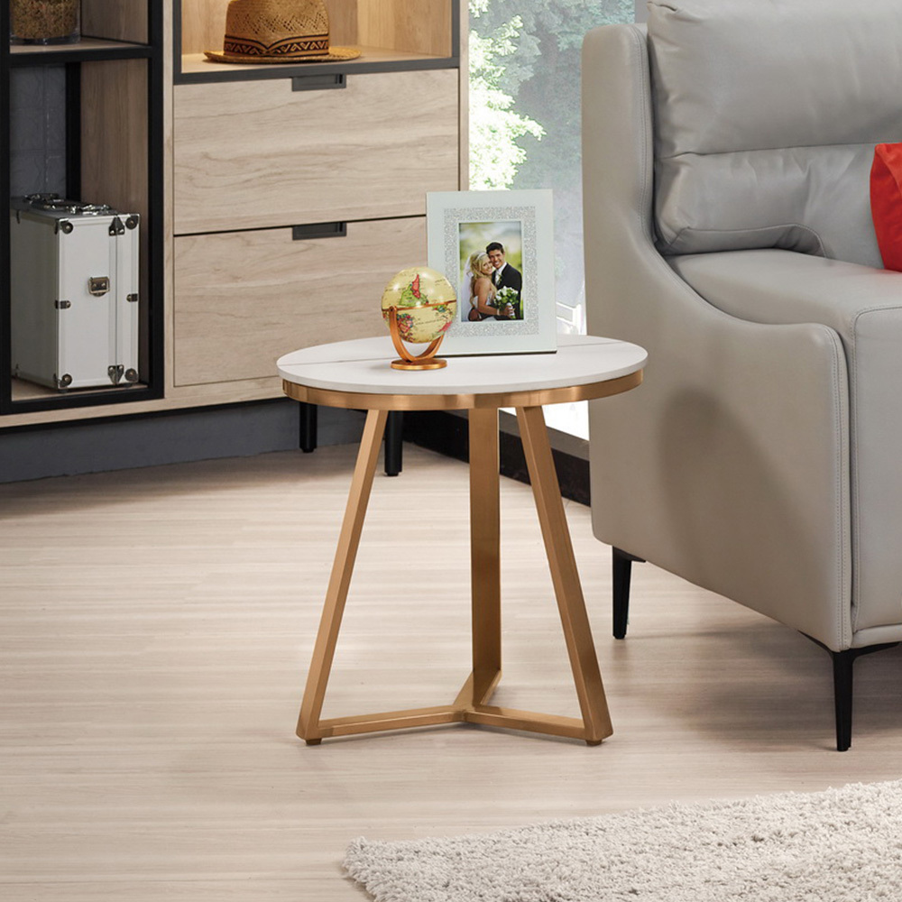 貝拉1.7尺岩板圓型小茶几/邊几/邊桌/小圓几