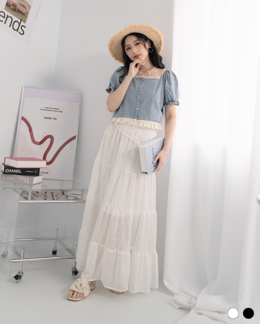 垂墜感顯瘦紋理蛋糕長裙