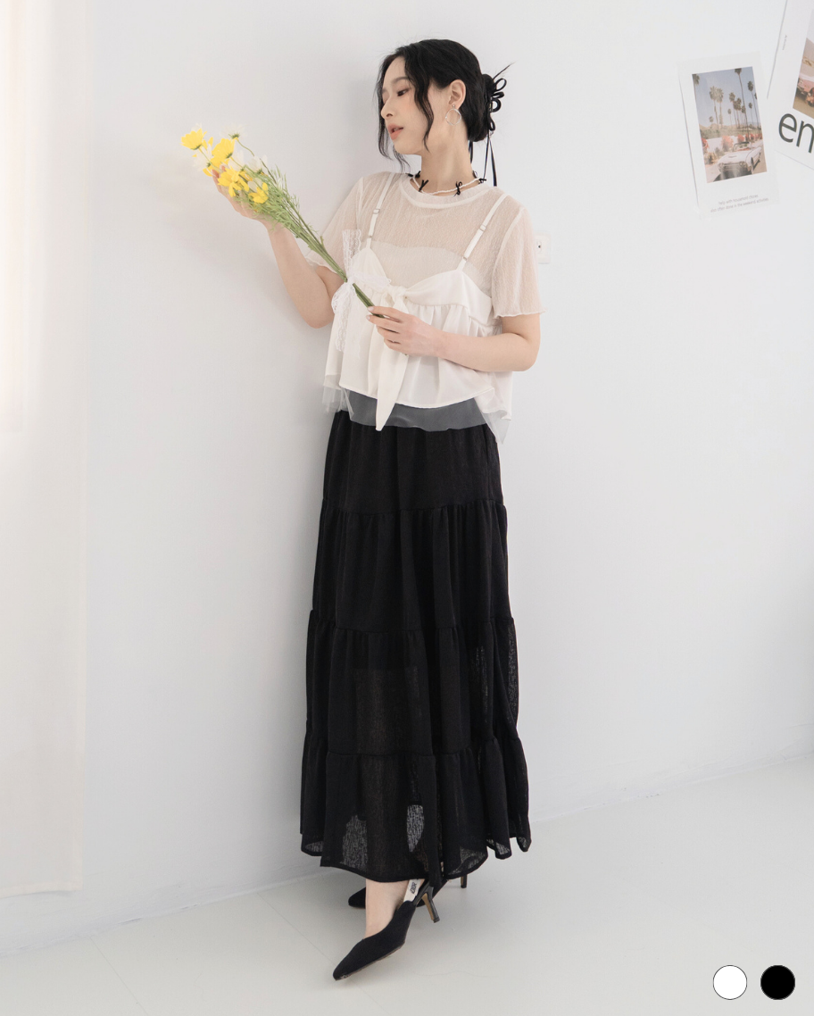 垂墜感顯瘦紋理蛋糕長裙