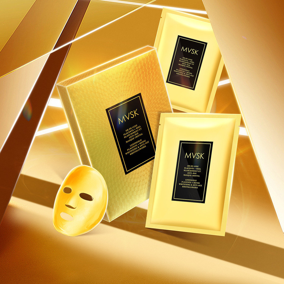 MVSK✨奢稀金羊胎蜂蜜美白抗初老水凝面膜(43克*5片)【原装正品行貨】