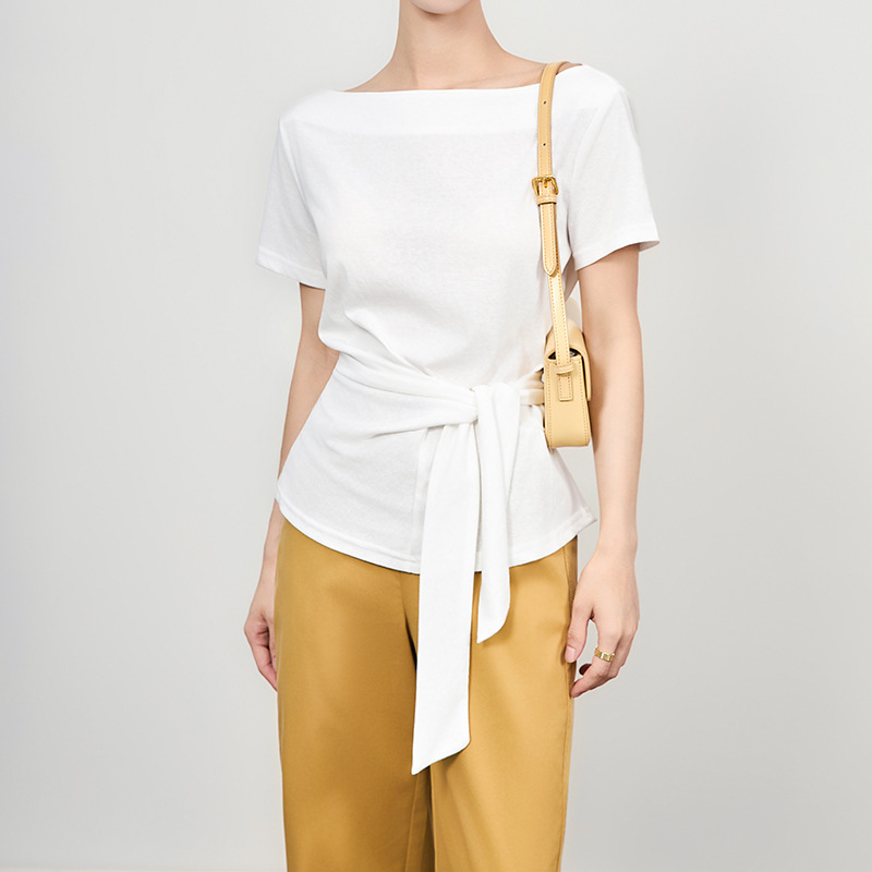 平領綁帶舒棉上衣 三色