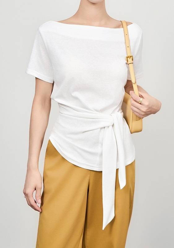 平領綁帶舒棉上衣 三色