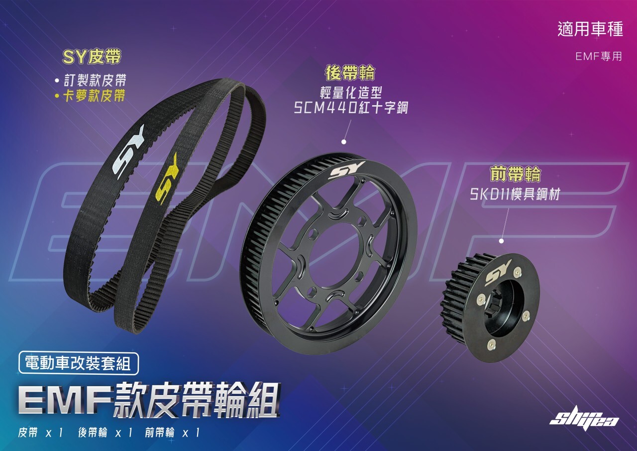 【SHINYEA 新雅】EMF 四孔專用皮帶輪組 訂製皮帶 卡夢皮帶