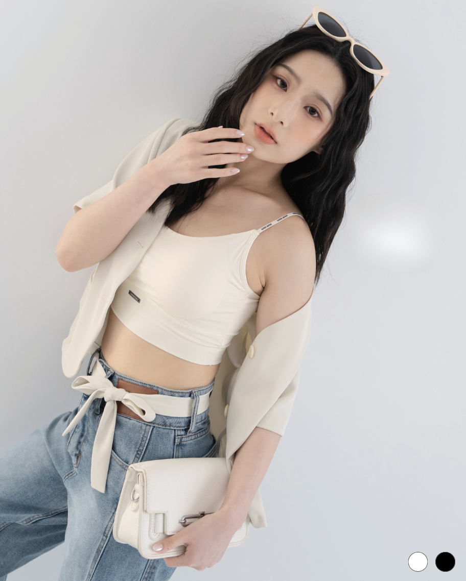 運動風無痕印花肩帶小可愛