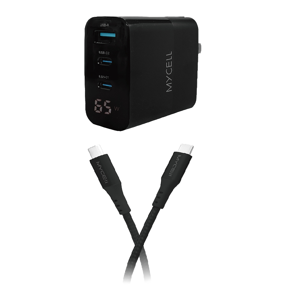 【MYCELL】65W GaN數顯 USB-C PD充電組