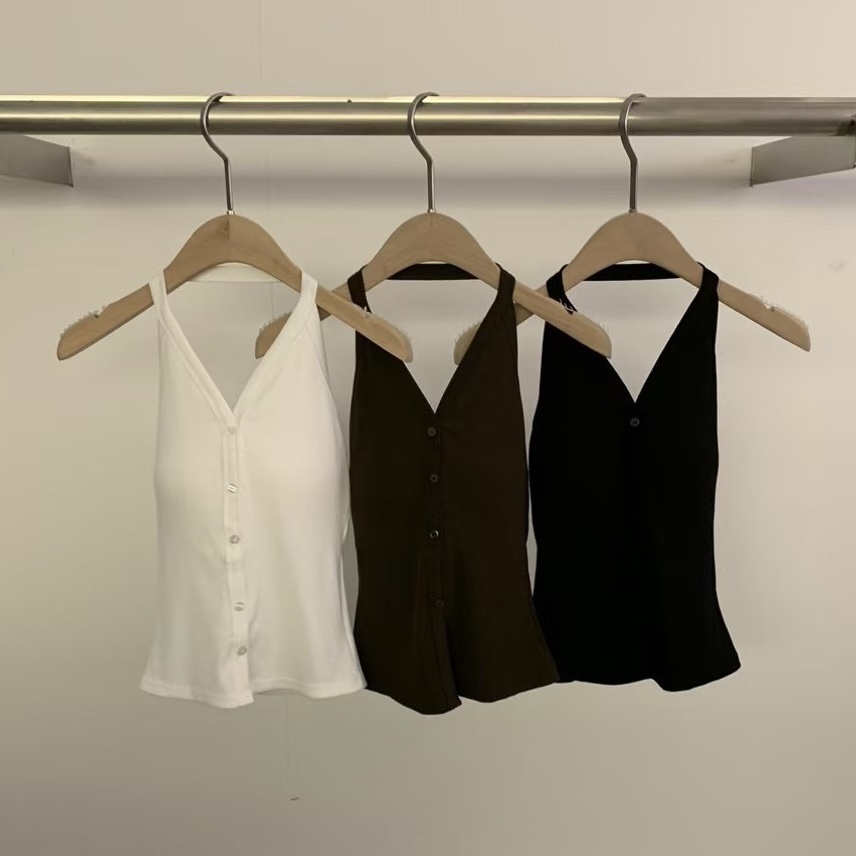 UB02歐美繞脖假排釦Bratop(白/咖/黑，無折扣）