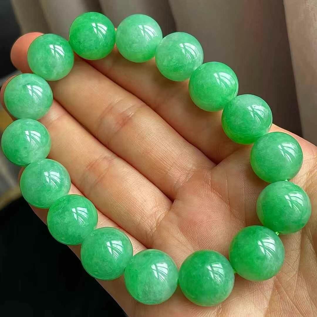 625521 翡翠冰陽綠手串 (12.8mm直徑)