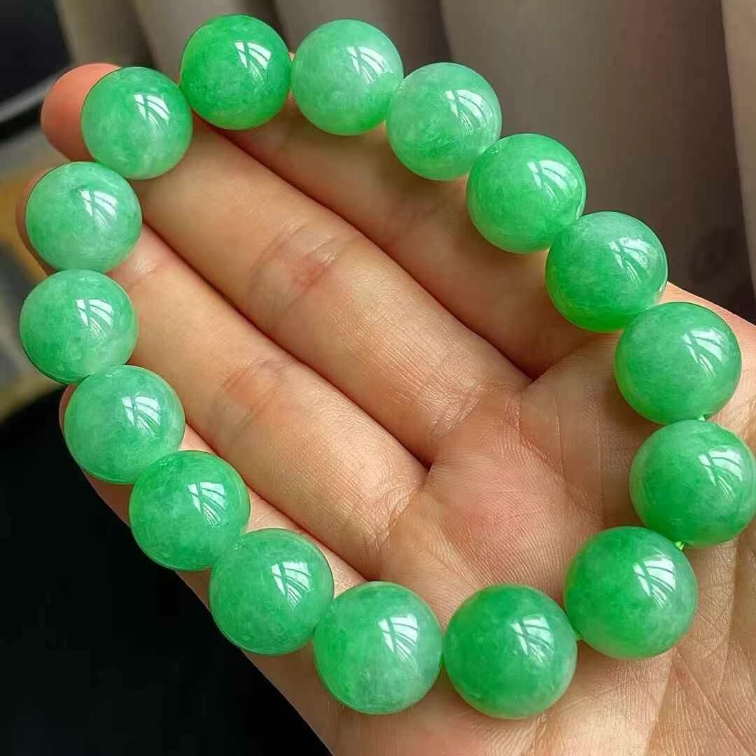 翡翠冰陽綠手串 (12.8mm直徑),天然翡翠A玉, 緬甸玉, Jade, Jadeite
