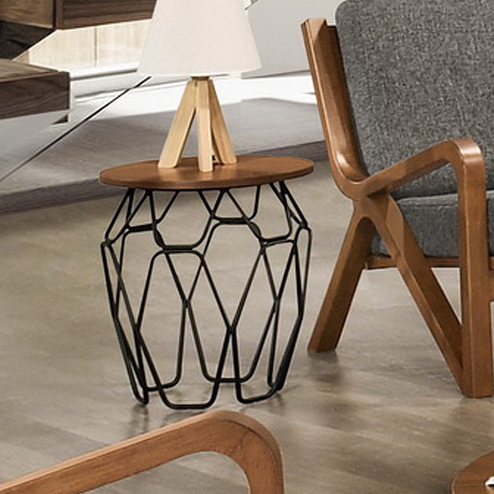 索恩1.4尺工業風圓型小茶几/邊几/邊桌/小圓几