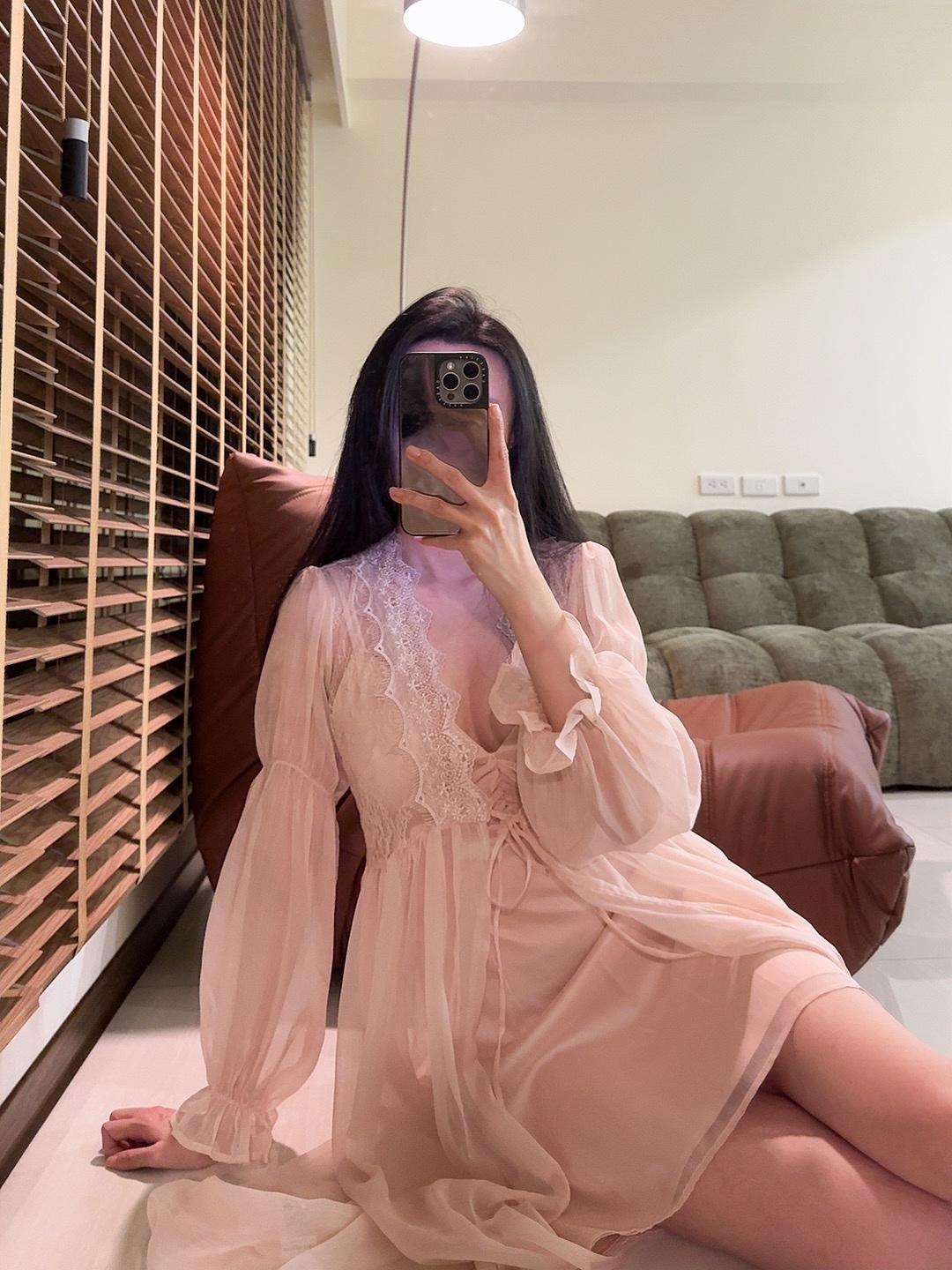 Rose angel 雙細肩帶短洋裝+透膚長罩衫