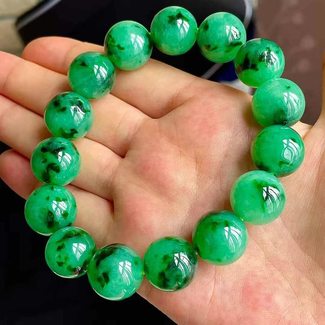 翡翠冰陽綠手串 (14.8mm直徑),天然翡翠A玉, 緬甸玉, Jade, Jadeite