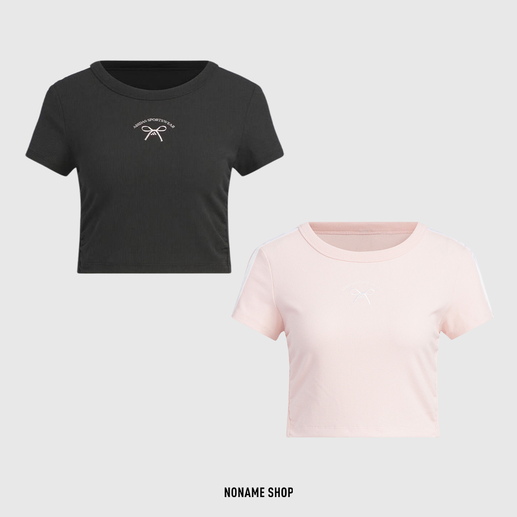 ADIDAS DANCE 蝴蝶結 羅紋 短版 短袖 兩色 (女款)