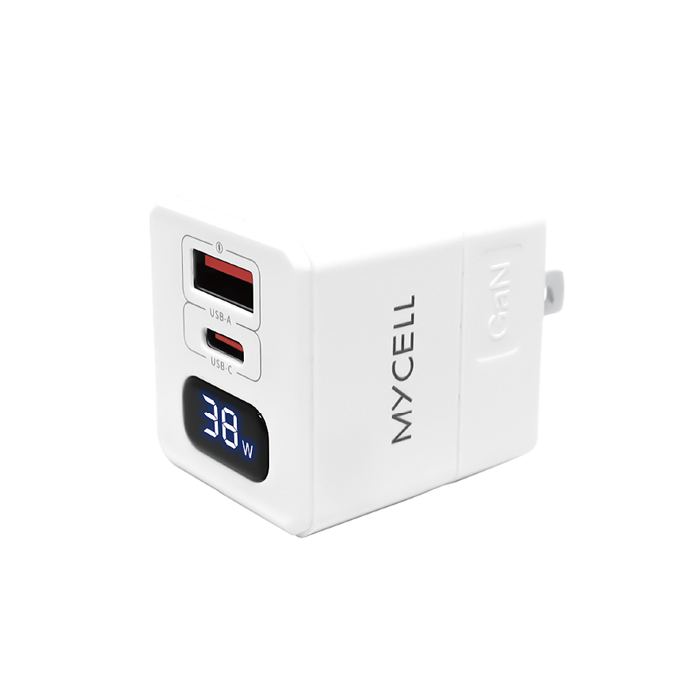 【MYCELL】38W氮化鎵PD&QC3數位顯示智能充電器