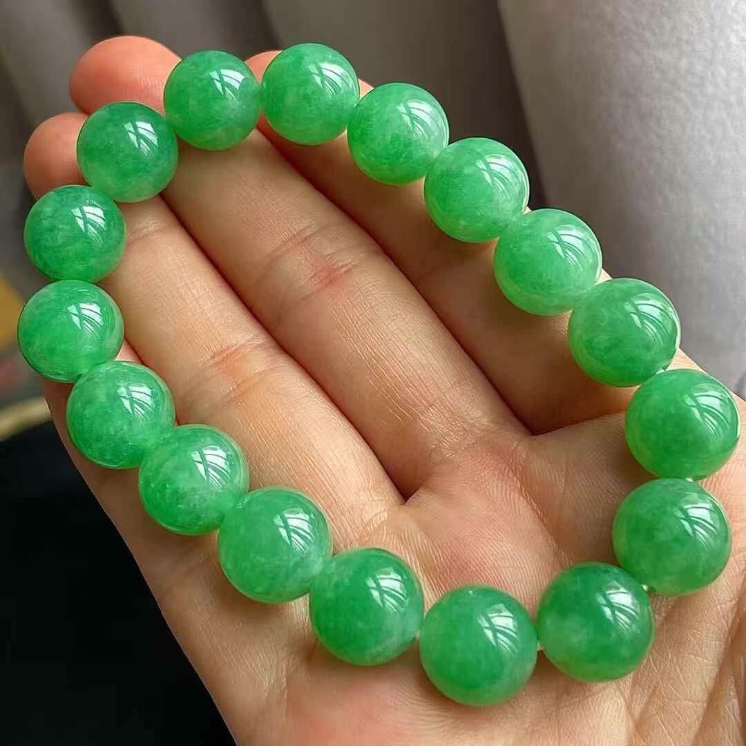 翡翠冰陽綠手串 (11.2mm直徑),天然翡翠A玉, 緬甸玉, Jade, Jadeite
