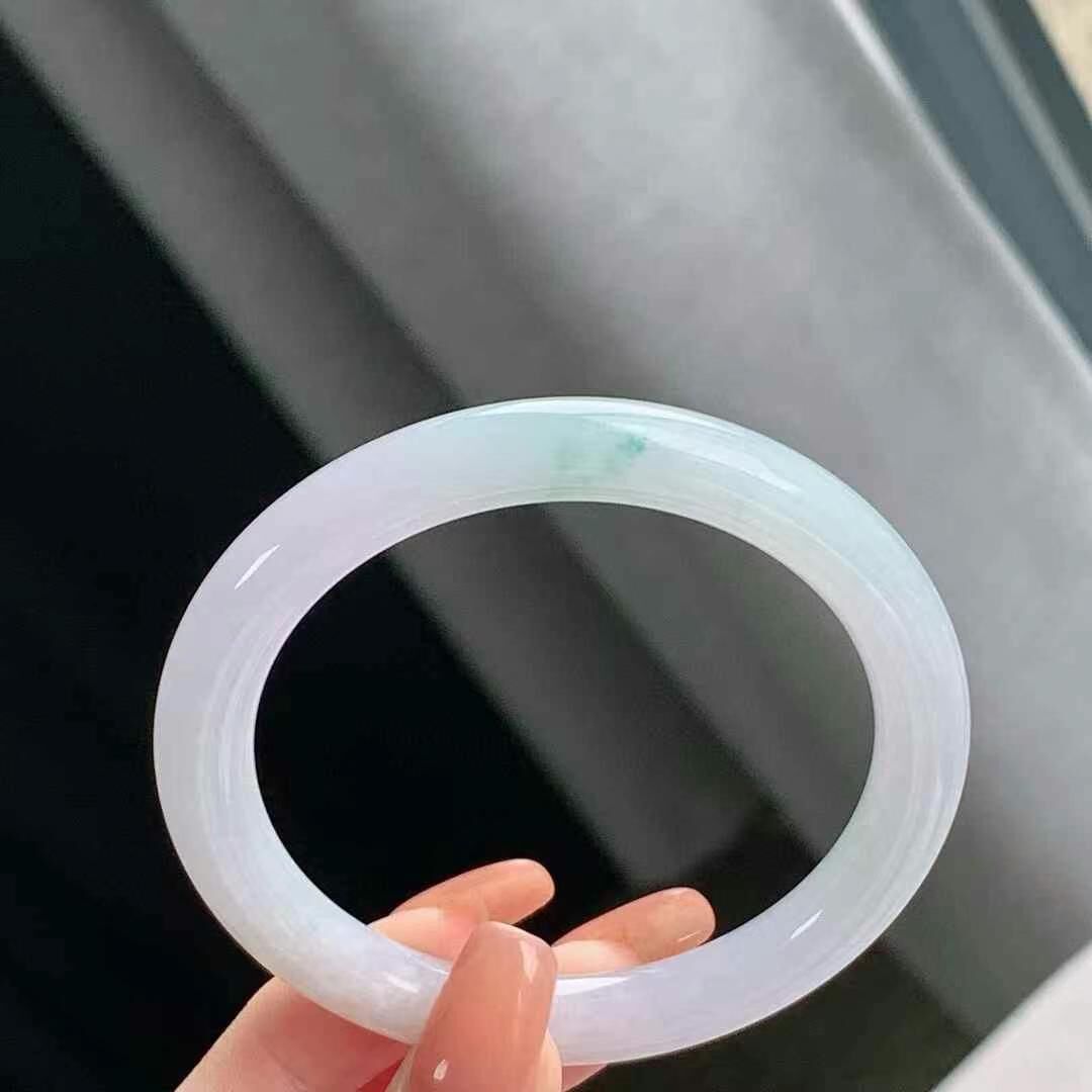 625644 54.3mm冰飄花翡翠圓條手鐲 (54-56)